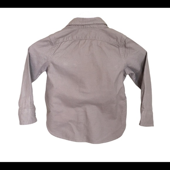 NWT GAP KIDS Nu Huntr Button Down Shirt W Long Sleeves Taupe/Tan Brown Boy 4-5Y - Picture 5 of 6